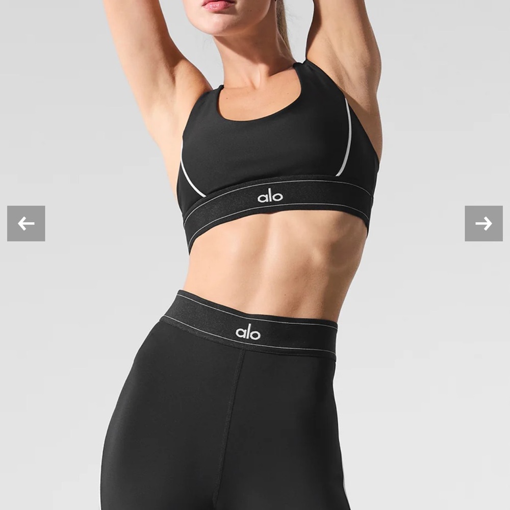 ALO Yoga Black Racerback Sports Bra with Contrast Trim